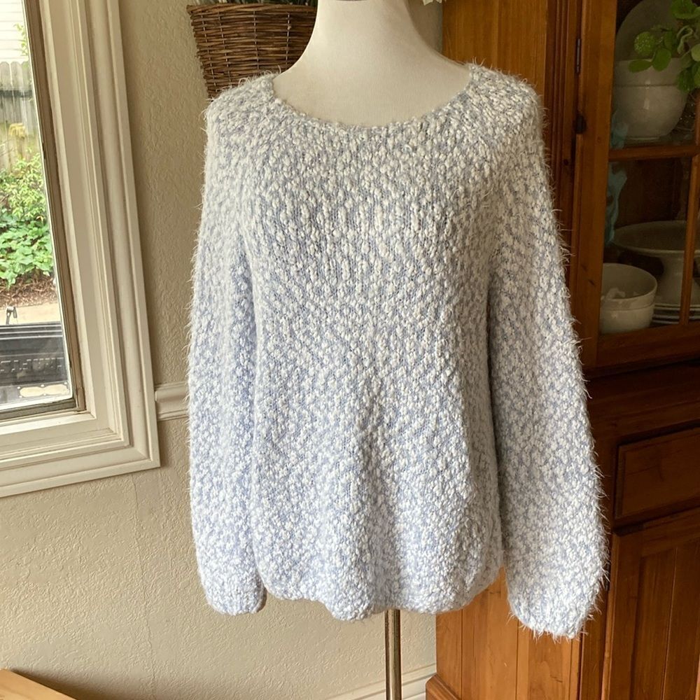 Buffalo David Bitton Baby Blue Eyelash Chunky Knit Sweater Size XL